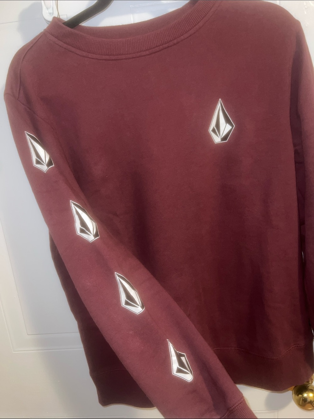 Volcom Men's Burgundy Crewneck Sweatshirt with Logo Accents - Picture 3 of 8
